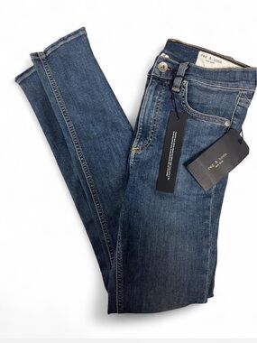 NWT Rag & Bone Mid Rise Ankle Skinny Jeans Blue Denim Wash Size 25